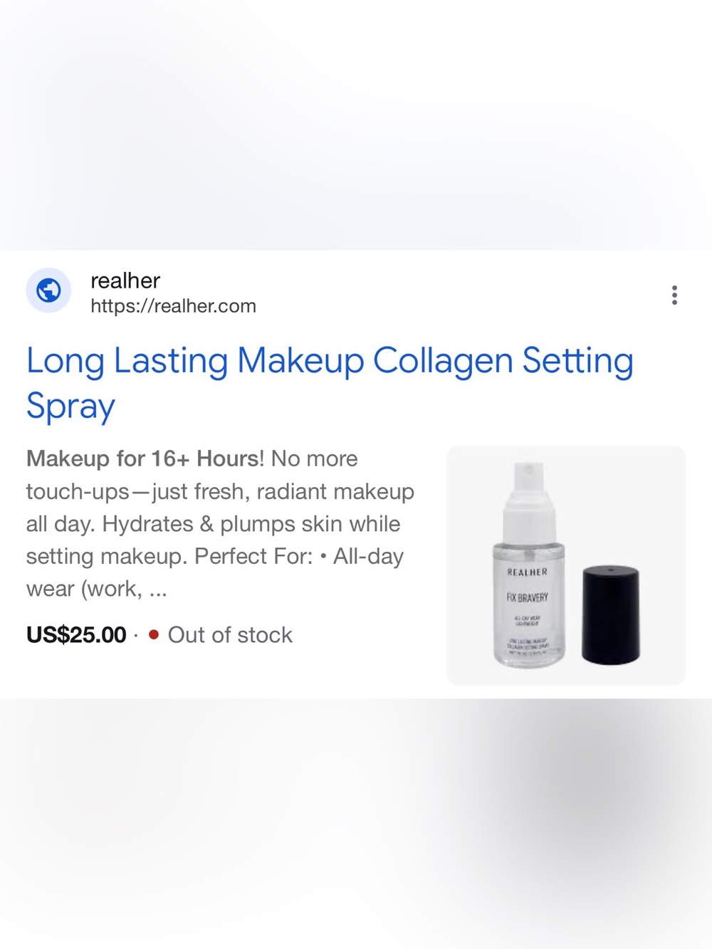 RealHer Setting Spray Bottle in Clear with Black Cap
